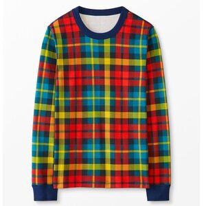 Hanna Andersson unisex rainbow plaid long john pajama top size M